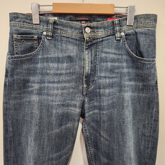 ALBERTO Jeans T400 Blue Stone Modern Fit Soft Wear Denim 34x36 Actual 34X31 - Picture 2 of 12